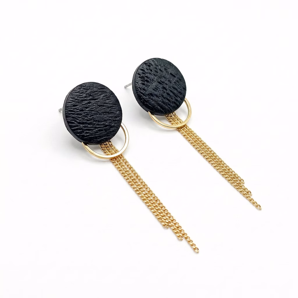 Aretes Chic – Negro y Dorado