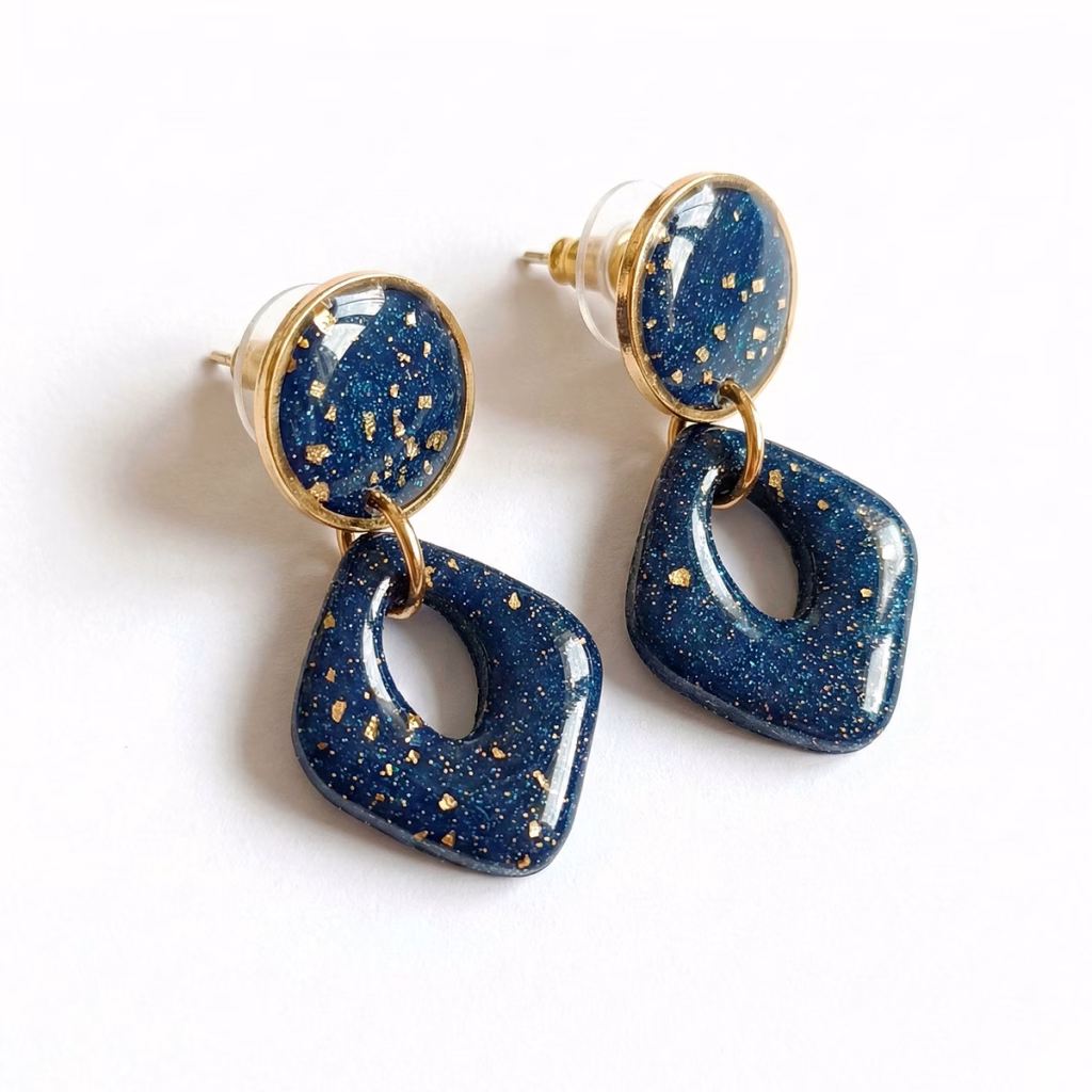 Pendientes Cielo Estrellado – Azul y Dorado